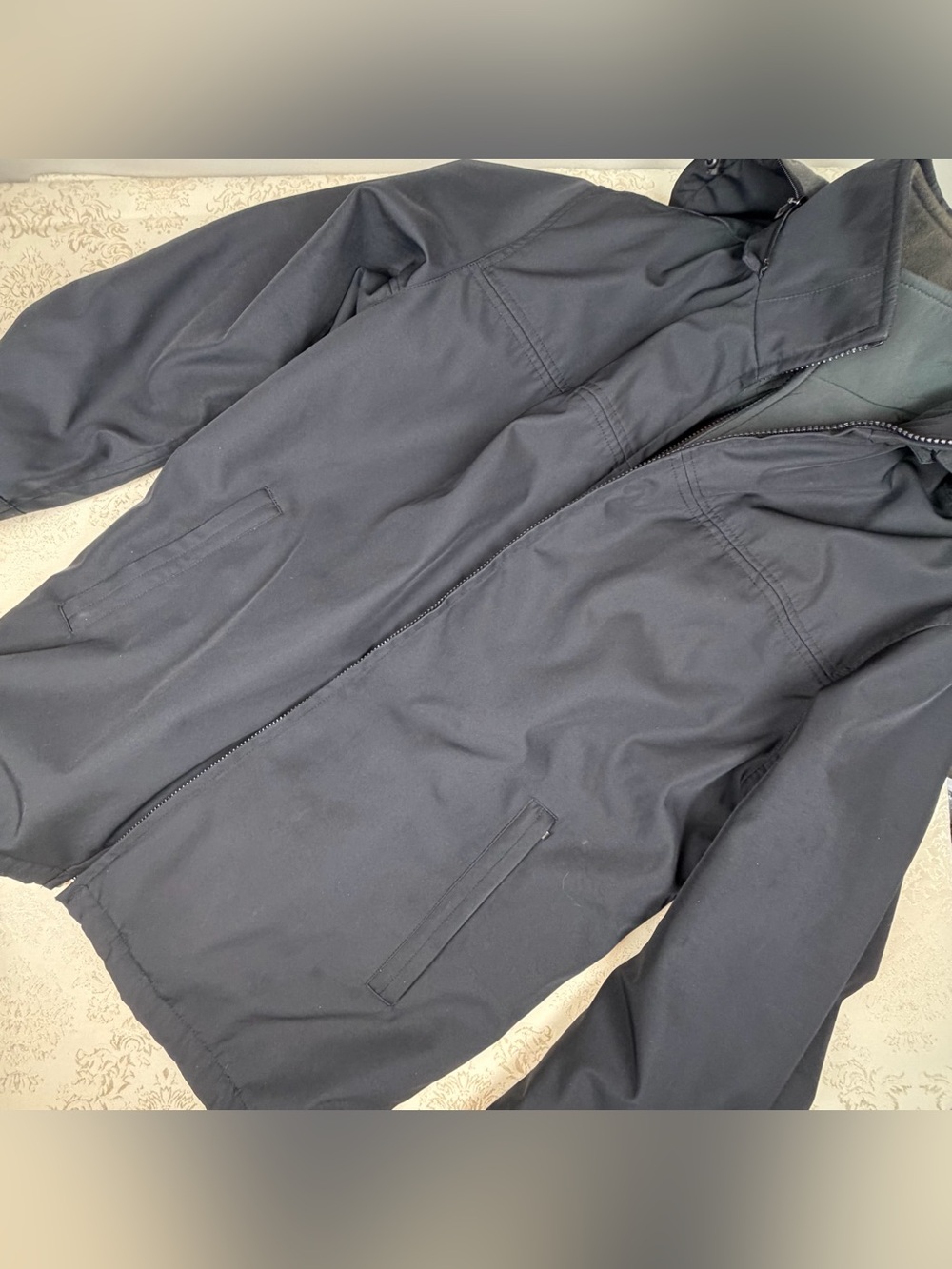 Weatherproof Men’s Black Winter Jacket XL, Removable Hood, Zip Pockets